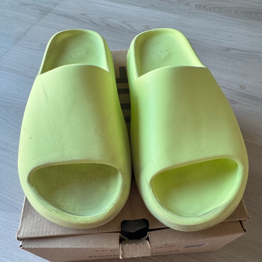 Neon Yellow Yezzy Slides